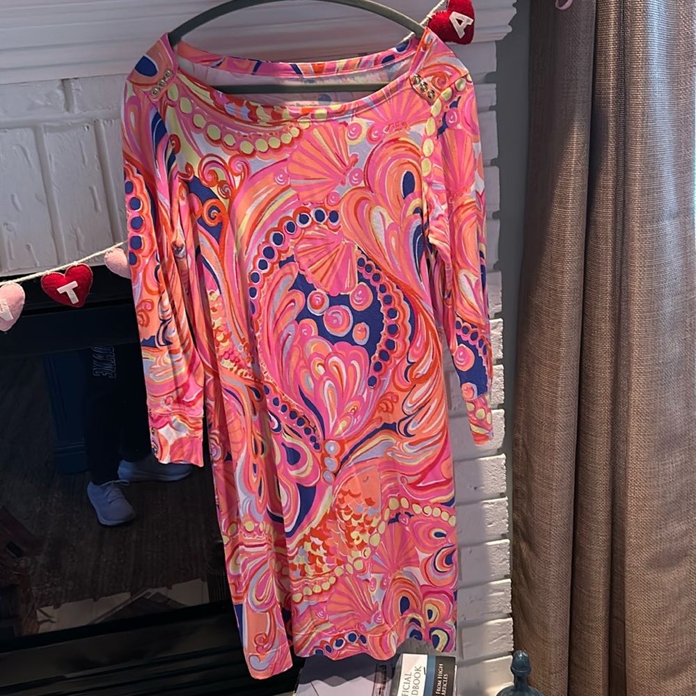 Lilly Pulitzer Pink and Orange Swirl Midi Dress